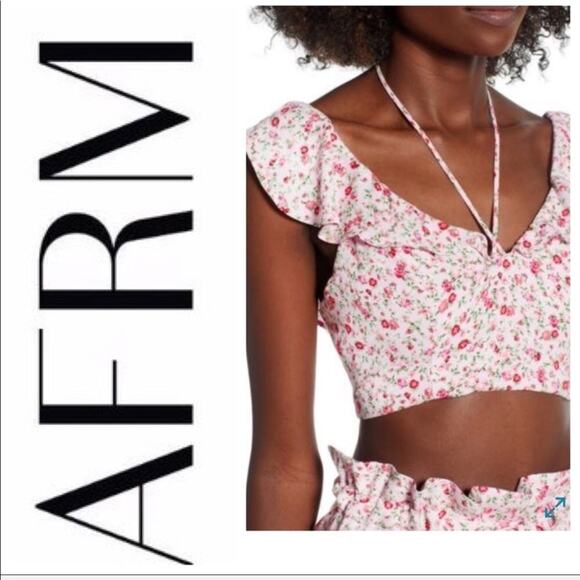 AFRM Sienna Ruffle Floral Crop Top - Picture 1 of 7